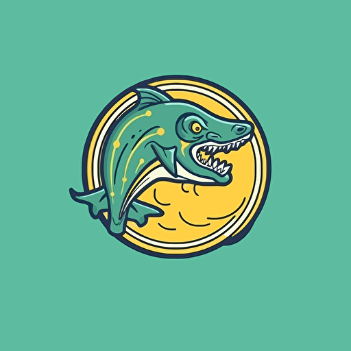 a side profile vector soccer logo of mythical creature that has the body of a shark and the head of a wolf
