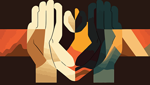 hands holding, painted as shapes, minimal, low detail, vector art,