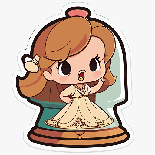Disneys Bell chibi transparent background sticker style, vector