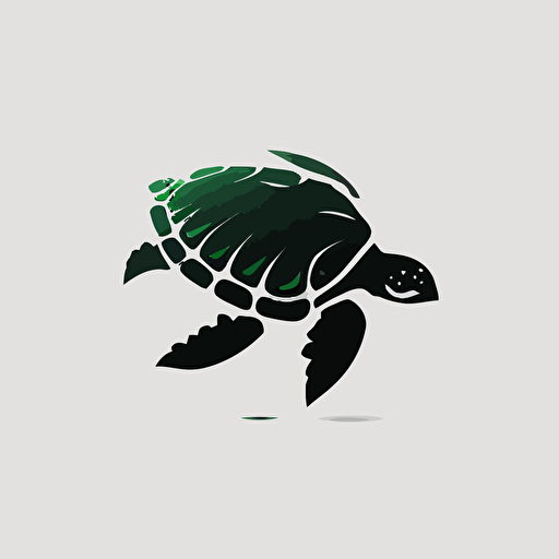 iconic logo, green turtle, minimalist, black vector on white background
