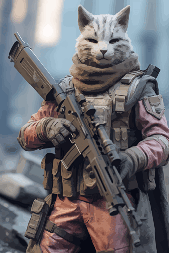 Tactical Khajiit aiming with his Kriss Vector subachine gun