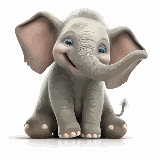 A gorgeus baby fur republican elephant, smiling, white background, vector art , pixar style