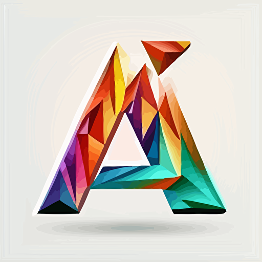 symbolic, iconic logo of the letter A and the letter , colorful vector, on white background
