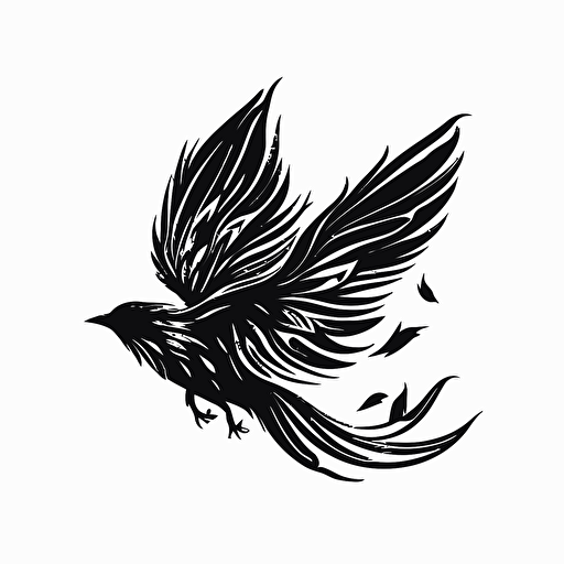 a timeless modern soft feminine logo of bird spread wings black vector white background