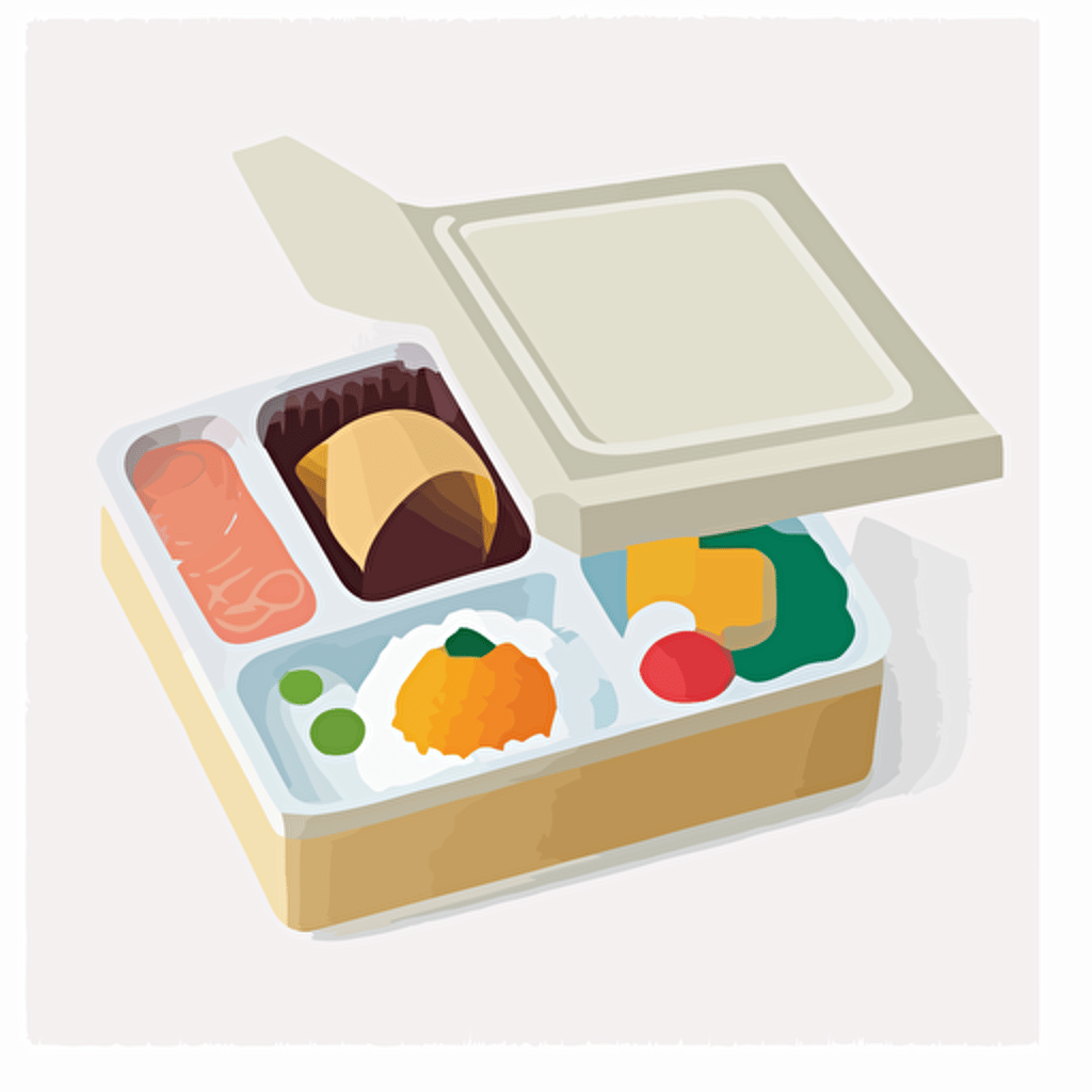 One bento box, minimalistic design, flat light, no shadow, vector art, white background