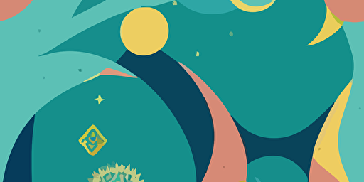 astrology themed illustration, vector style, green colours, paper trexture