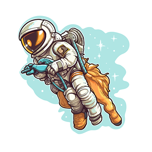astronaut riding a toy stick horse sticker style vector