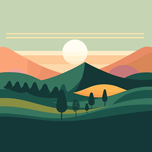 flat vector minimalist illustration of a landscape