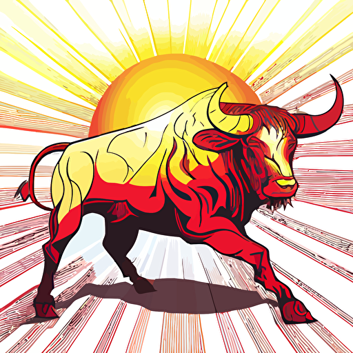 San fermin bull, tiled, manga style, burning man style, colorfull, vector art, white background