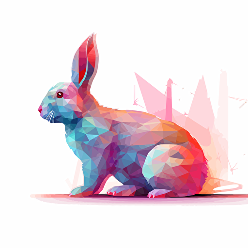 bunny, vector art, white backround, from the side