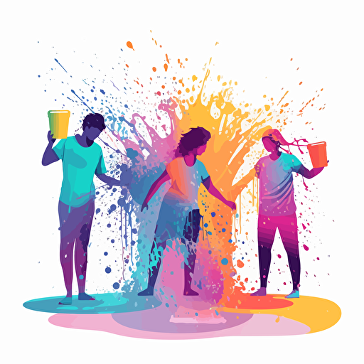 vector people playing holi with water illustration