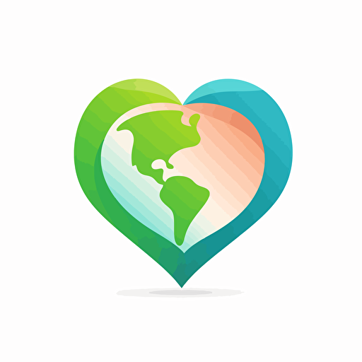 simple elegant logo of an earth shaped like a heart, vector, colorful