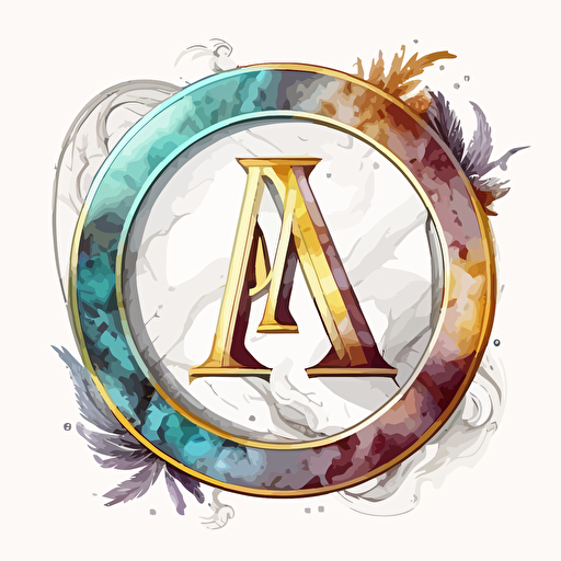 symbolic, Elegant, iconic logo of marble with letter A and Letter H in the middle, colorful vector, on white background