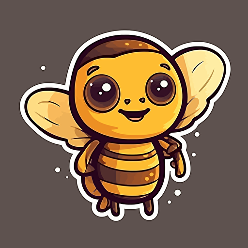 Honey Bee, Saturday Morning Cartoon Style, Sticker, Vector