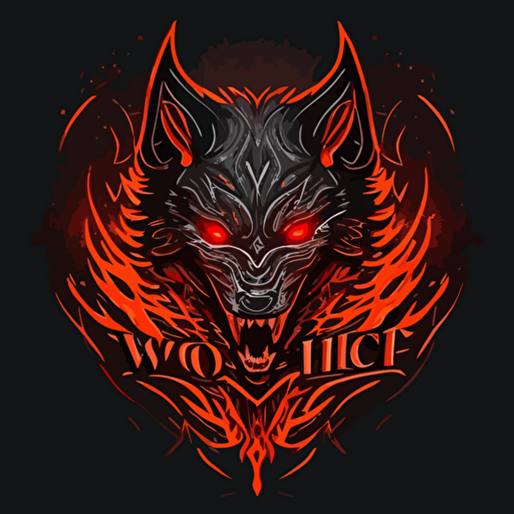 a demon wolf logo in a crisp vector style