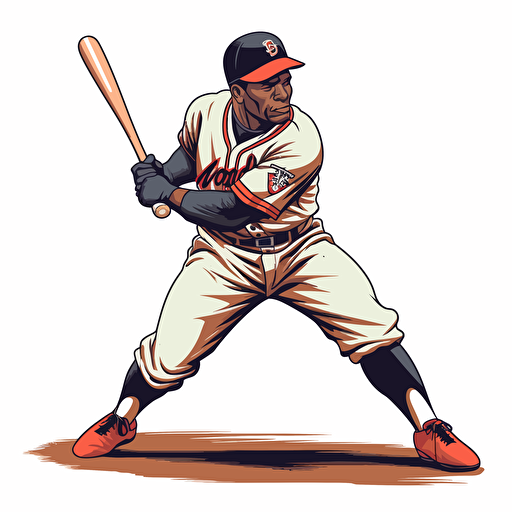vector illustration of baseball player Hank Robinson hitting a baseball