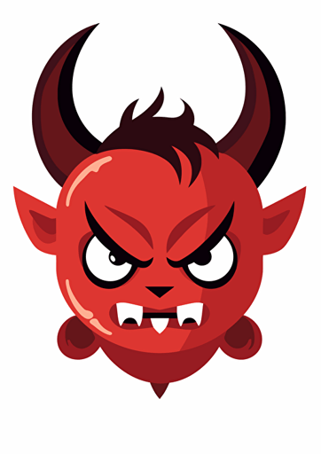 cute vector simple drawing of a small female demon, white background