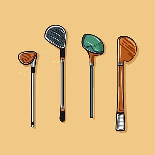 set of golf clubs vector art, sticker style