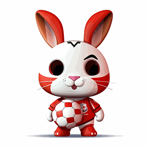a vector picture in Unreal Engine of a bunny funko pop dressed in Arsenal soccer colors clothes, white background for a clean, minimalist design