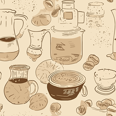 minimalist sketch, beige color palette, simple background, vector, coffee