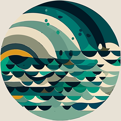 flat geometric vector, ocean, simple minimal, radial repeating, abstract, minimalistic, by Ivan Chermayeff