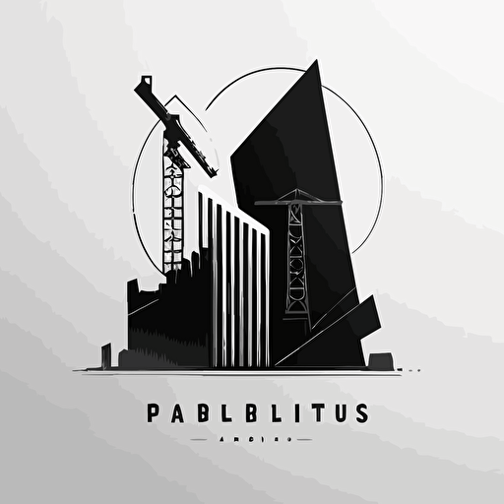 minimalist logo, construction,vector, black and white