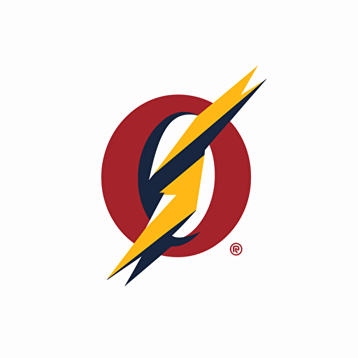 a logo that is flat and vectorized of the letter Q with a lightning bolt where all the edges are smooth with a white background
