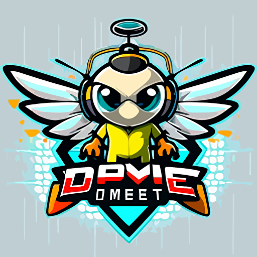 a mascot logo of a drone spraying water, simple, vector