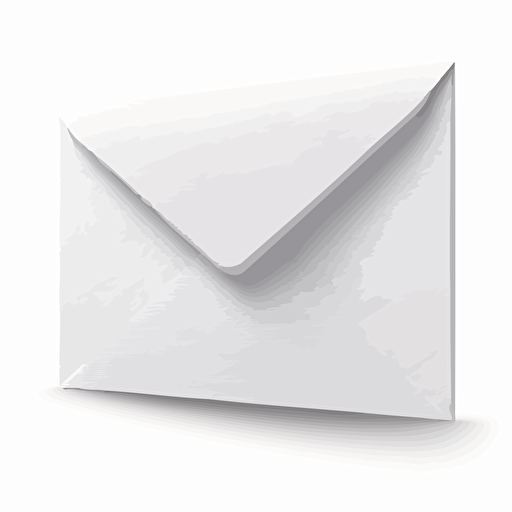 a simple white envelop rect verso in a vector art style on a white background viewed from the top