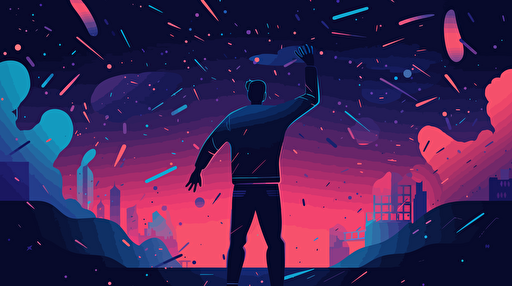 vector art style, with gradient, celebrating a successful tech experience