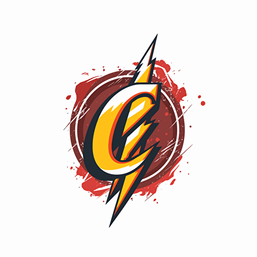 a logo that is flat and vectorized of the letter Q with a lightning bolt where all the edges are smooth with a white background
