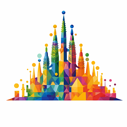 simple mosaic shaped sagrada familia vector logo colorful, simple