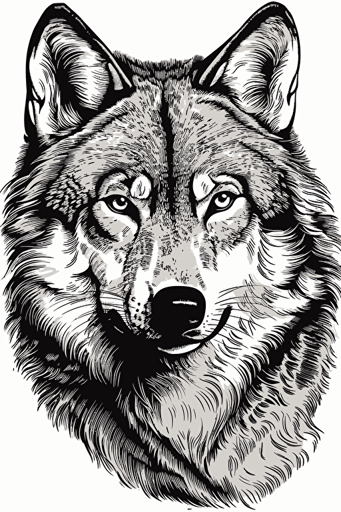 wolf vector black and white on white background