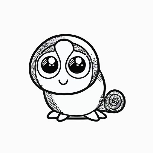 cute snail in farm, big cute eyes, pixar style, simple outline and shapes, coloring page black and white comic book flat vector, white background