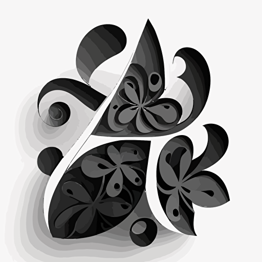 Create a stylized vector shape of a flower that looks like the number four. Flat image, black in white background