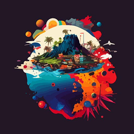 colorful vector art, exploding island of taiwan