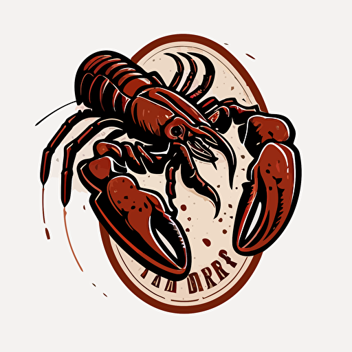Red Lobstah, oblong brown football, sports logo style, white background, vector