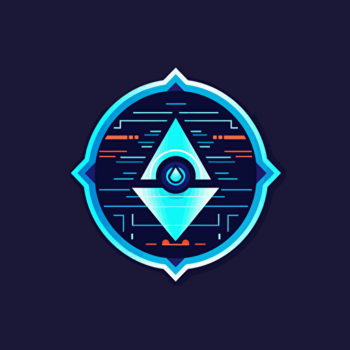 a cyber system development company logo with blue as the base color, flat design, vector,