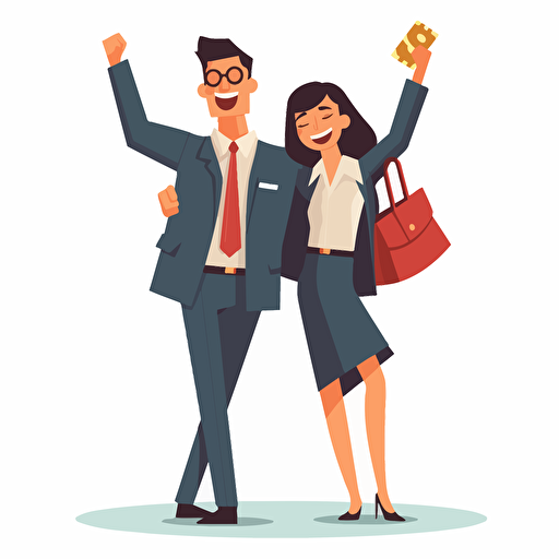 financial success, couple, vector art, no background