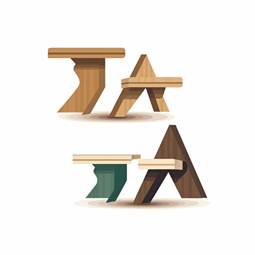 A two-dimensional logo, minimalistic and designed, A simple color, from which you understand that the business sells simple wooden furniture such as benches and tables. Natural wood, solid wood. illustration vector