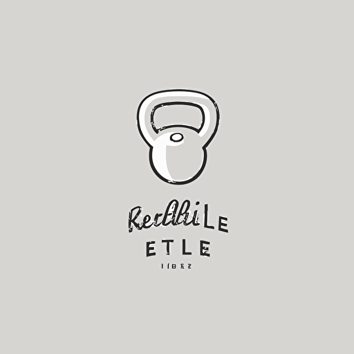 a kettlebell logo, 1mm thick line drawing logo, minimalist line logo, creative logo, 2d logo, flat logo, vector logo, vector logo, modern logo, white logo
