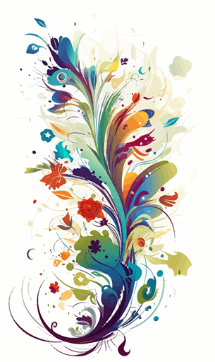 fantasy flowers abstract and colorful, vector. white background.