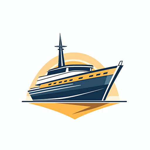 negative space vector logo of a modern yacht, blue and gold color scheme, simple, no shading, no gradients, no text