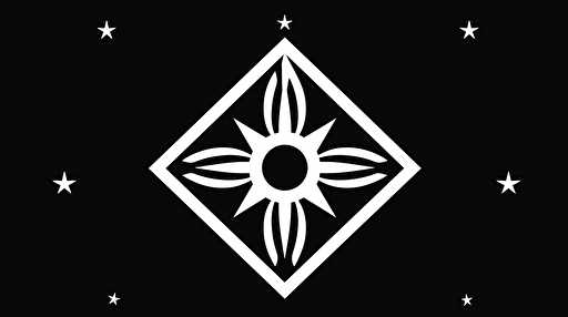 Reimagined NATO government flag, black and white, futuristic, vector art, epic, minimalistic