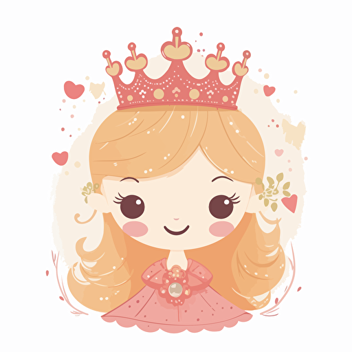 cartoon princess crown, vector art, white background