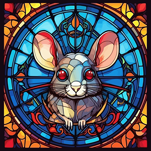 stained glass mouse, hyper detailed, vector design on the edges of the image