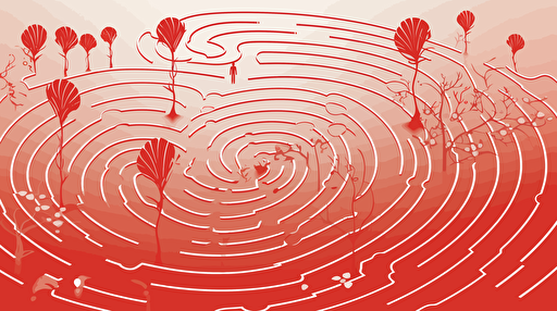 vector illustration of "many paths to a goal".