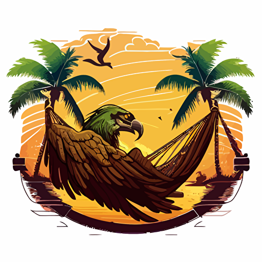 vector logo with an eagle carrying a hammock