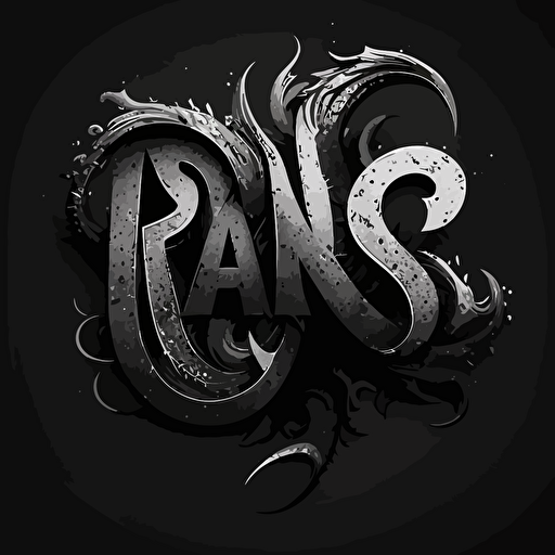 vector logo, 2d, black and white. Tentacle font