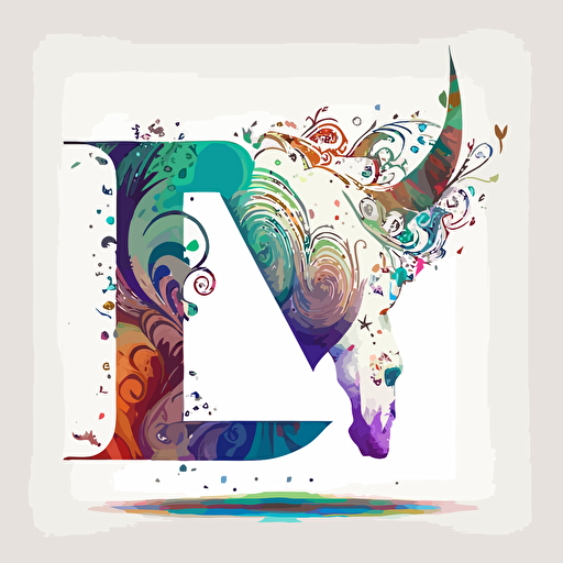 the letter "e" from abstract logo marks,modern digital logo, with unicorn, mandala color,white background,Vector,